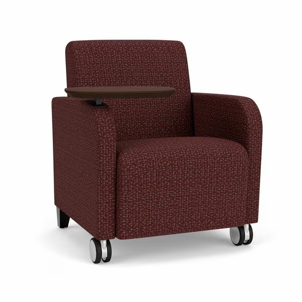 Siena Lounge Reception Guest Chair w/ Swivel Tablet and Black Wood Back Legs, RF Nebbiolo Uph, Lesro, Mfr#: SN1101